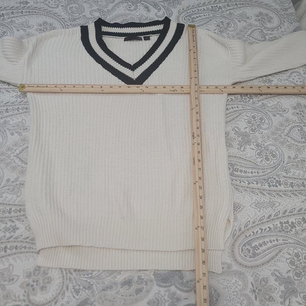 JW Style Cable knit Preppy ladies oversized sweater white&black Size Med Coastal - Picture 5 of 11